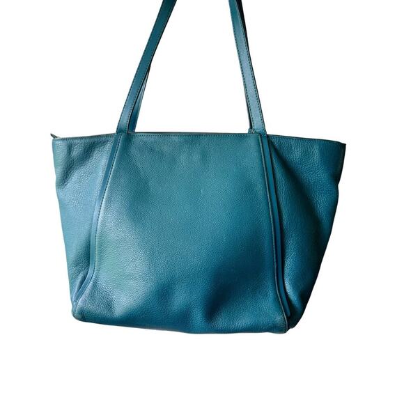 Michael Kors Whitney Large LeatherTeal Zippered Tote GUC - Picture 8 of 16